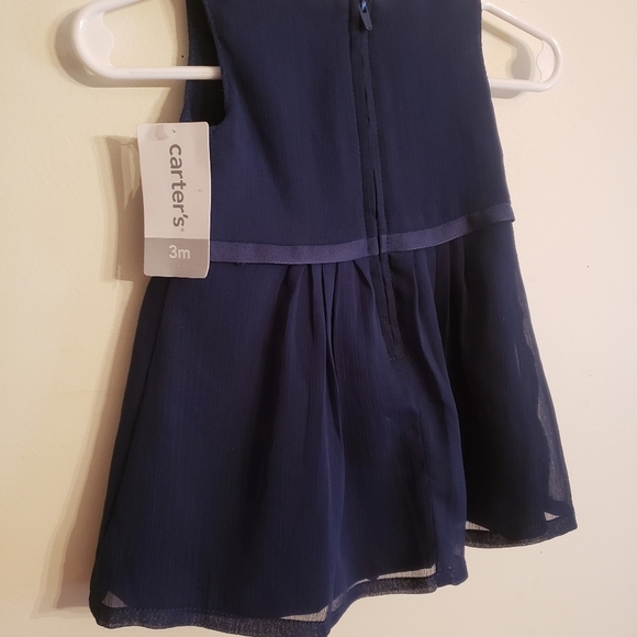 Carter's 3 Month Navy Blue Dress with flower - Picture 4 of 8